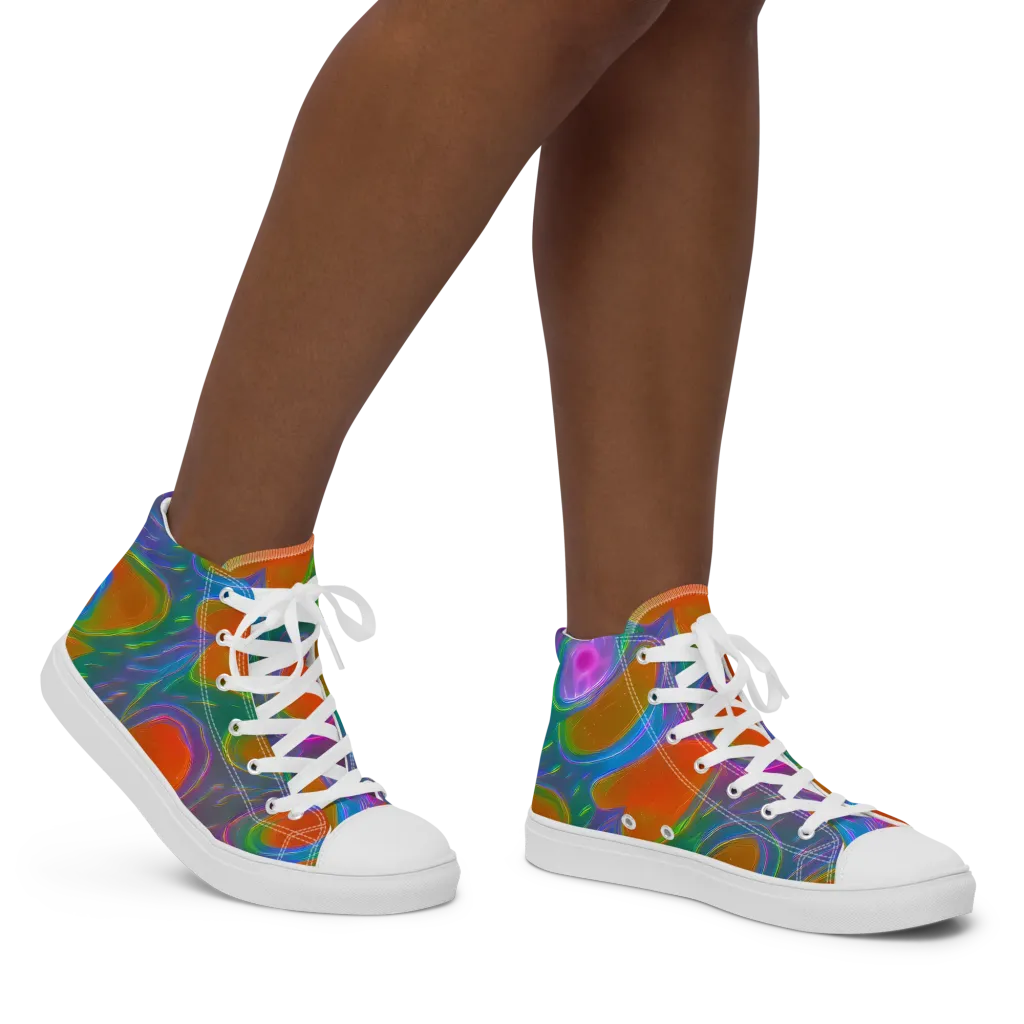 Prism Tide on Women's High Top Canvas Shoes — Right