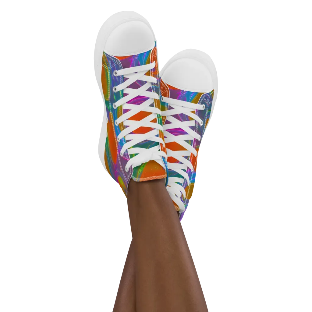 Prism Tide on Women's High Top Canvas Shoes — Front