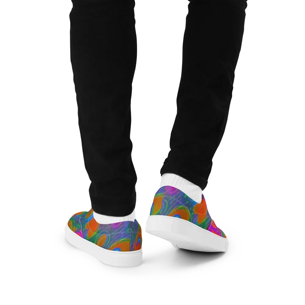 Prism Tide on Men's Lace-Up Canvas Shoes — Back