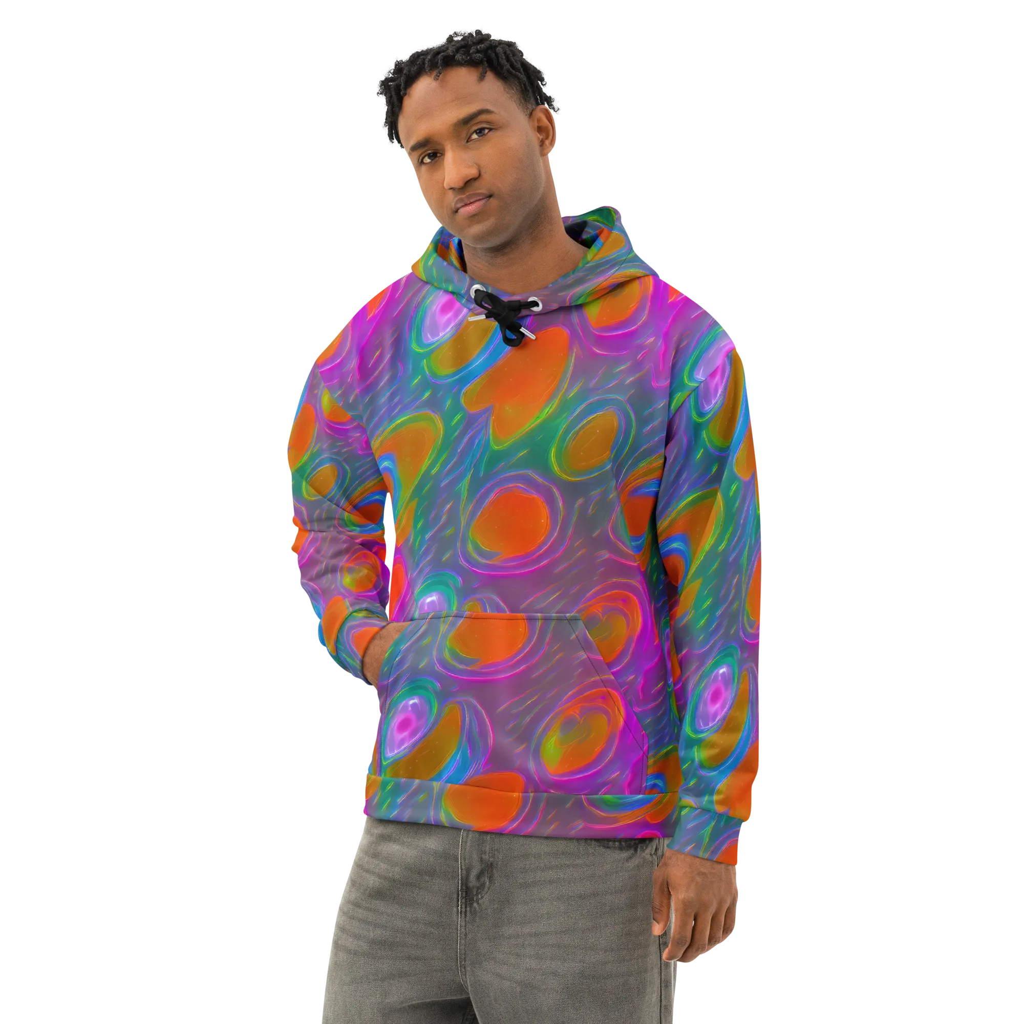Prism Tide on Cotton Hoodie — Left Front
