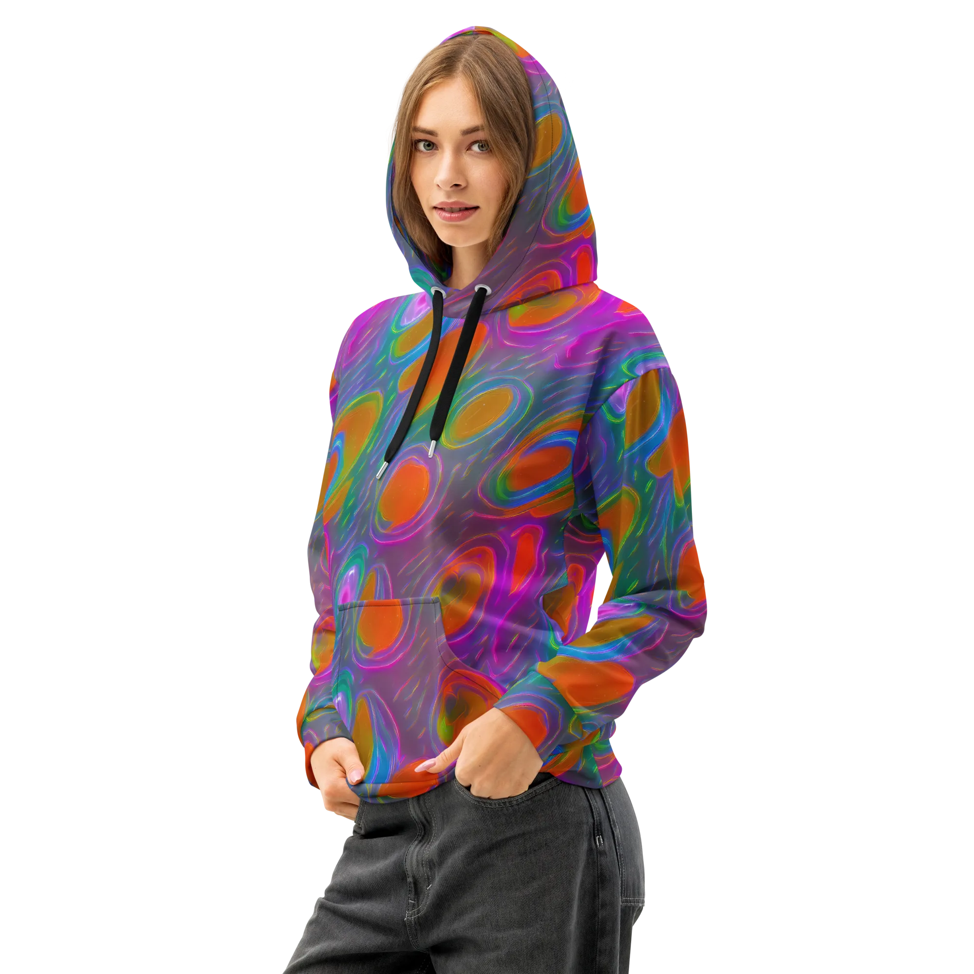 Prism Tide on Cotton Hoodie — Left Front