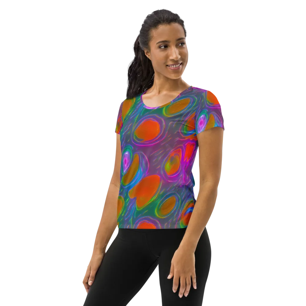 Prism Tide on Women's Athletic T-Shirt — Left