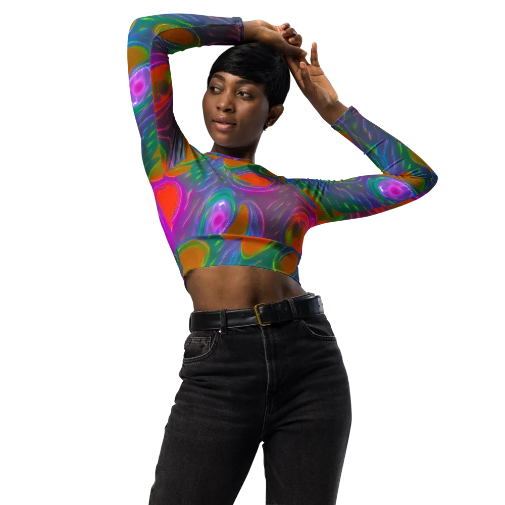 Prism Tide on Long Sleeve Crop Top — Front