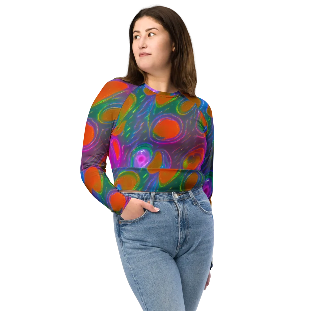Prism Tide on Long Sleeve Crop Top — Front