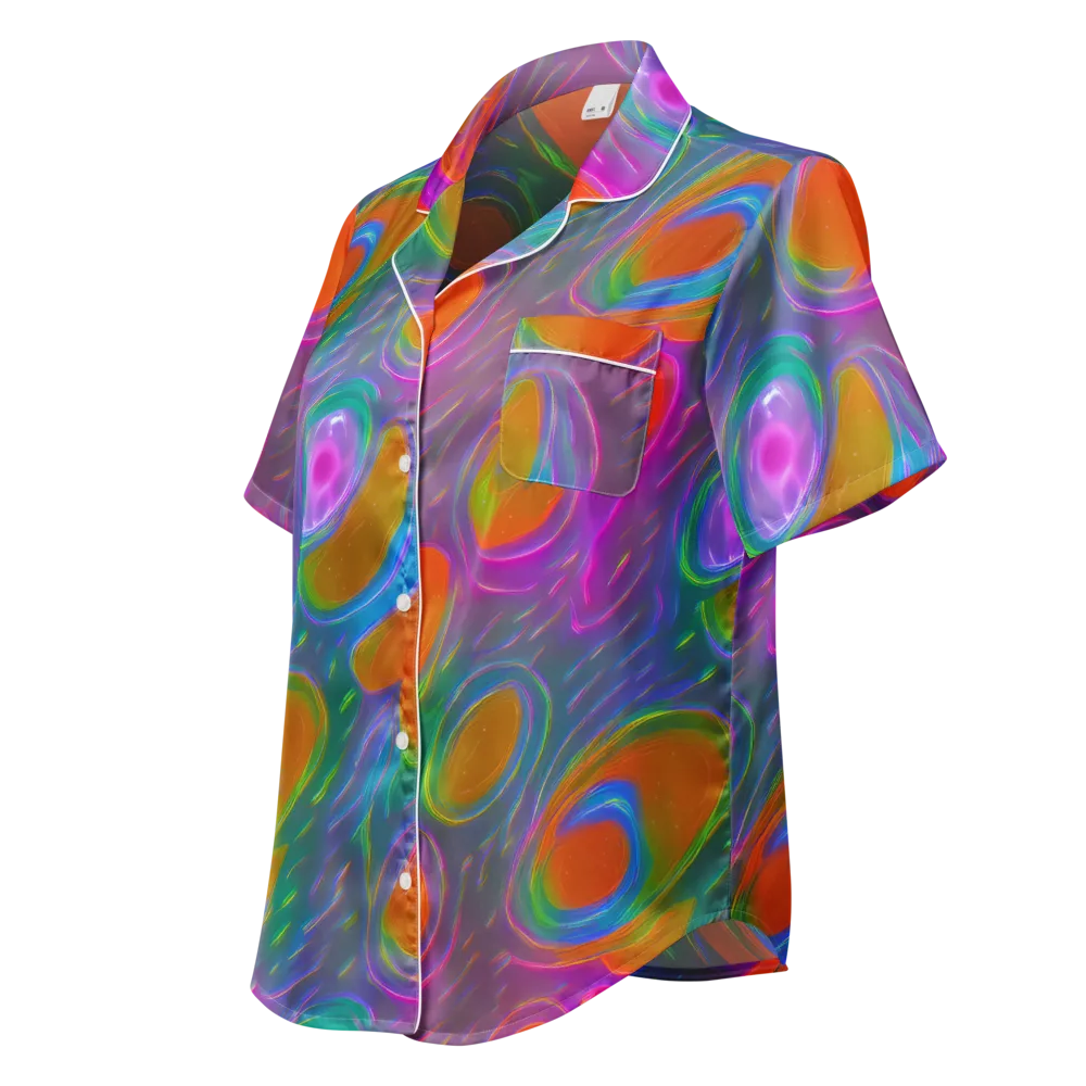 Prism Tide on Women's Short Sleeve Pajama Top — Left Front