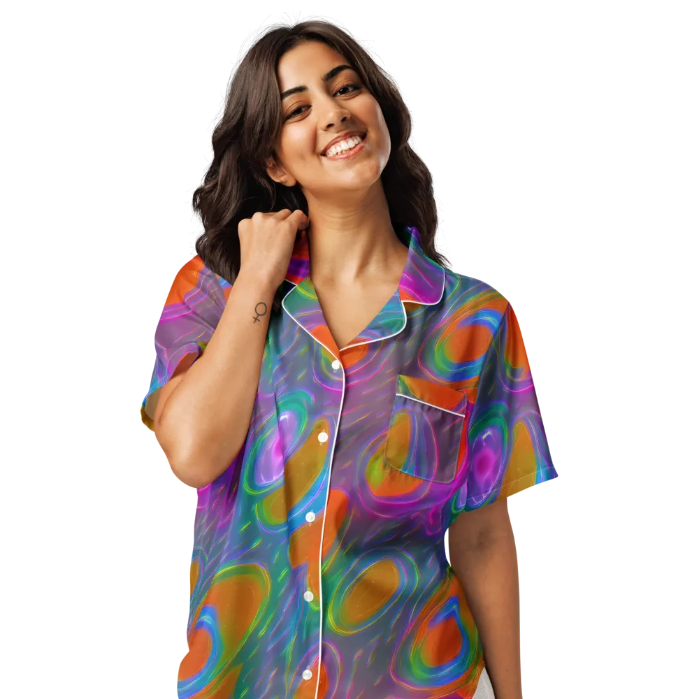 Prism Tide on Women's Short Sleeve Pajama Top — Front