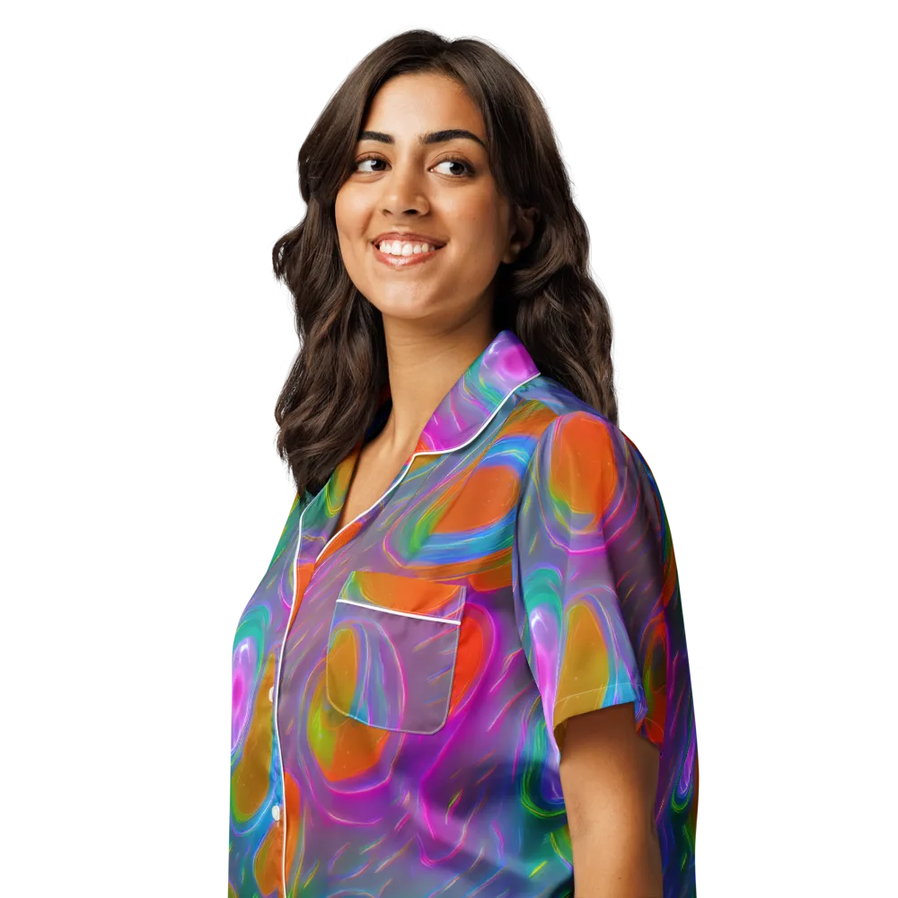 Prism Tide on Women's Short Sleeve Pajama Top — Left Front