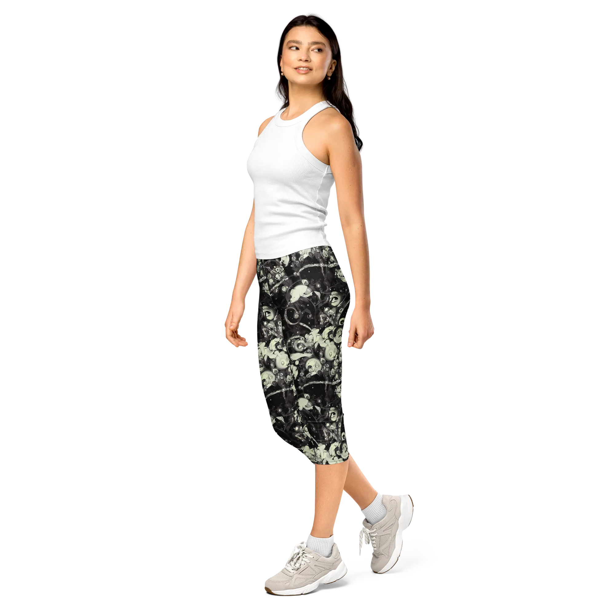 Nocturne Mosaic on Capri Leggings — Left Front