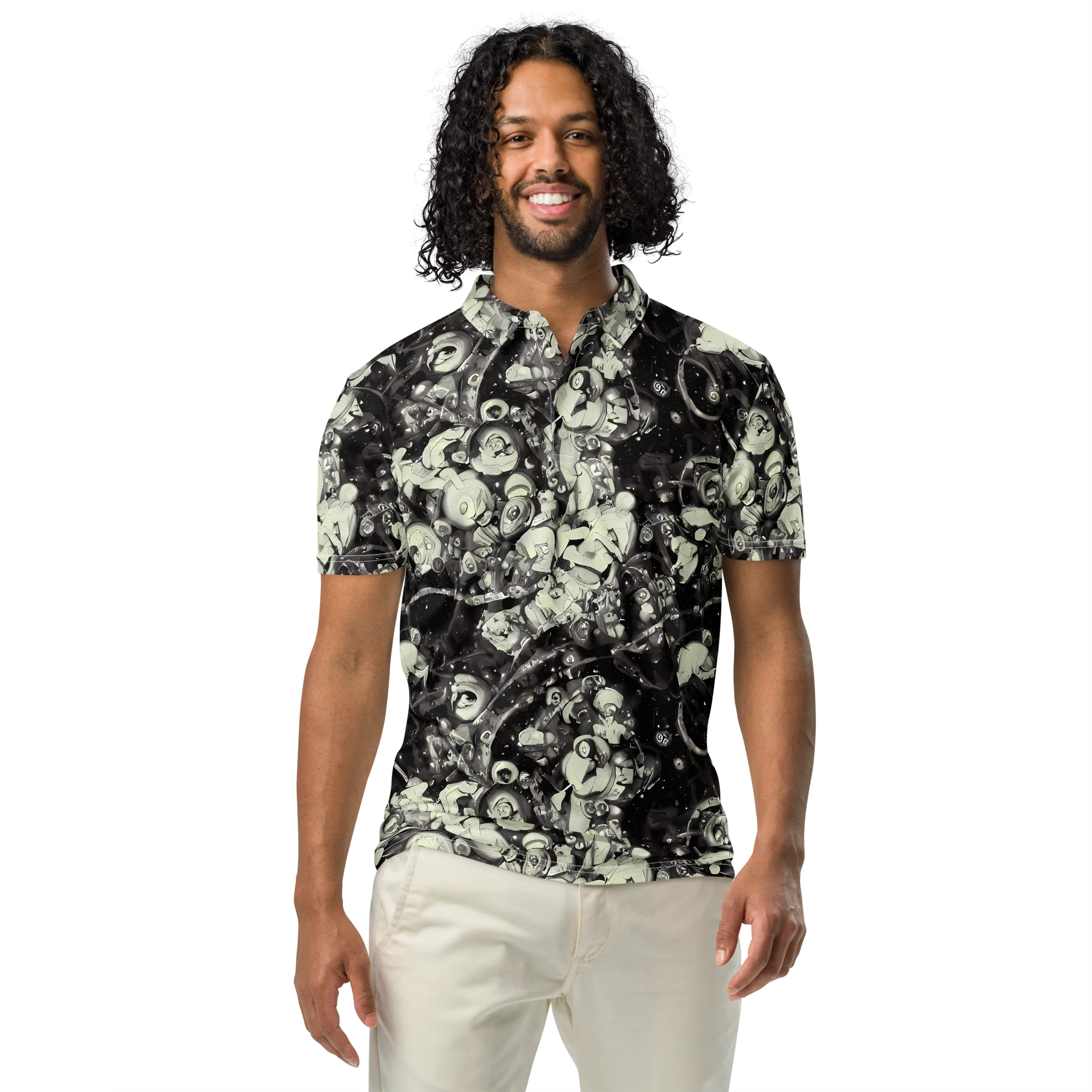 Nocturne Mosaic on Men's Slim Fit Polo Shirt — Front