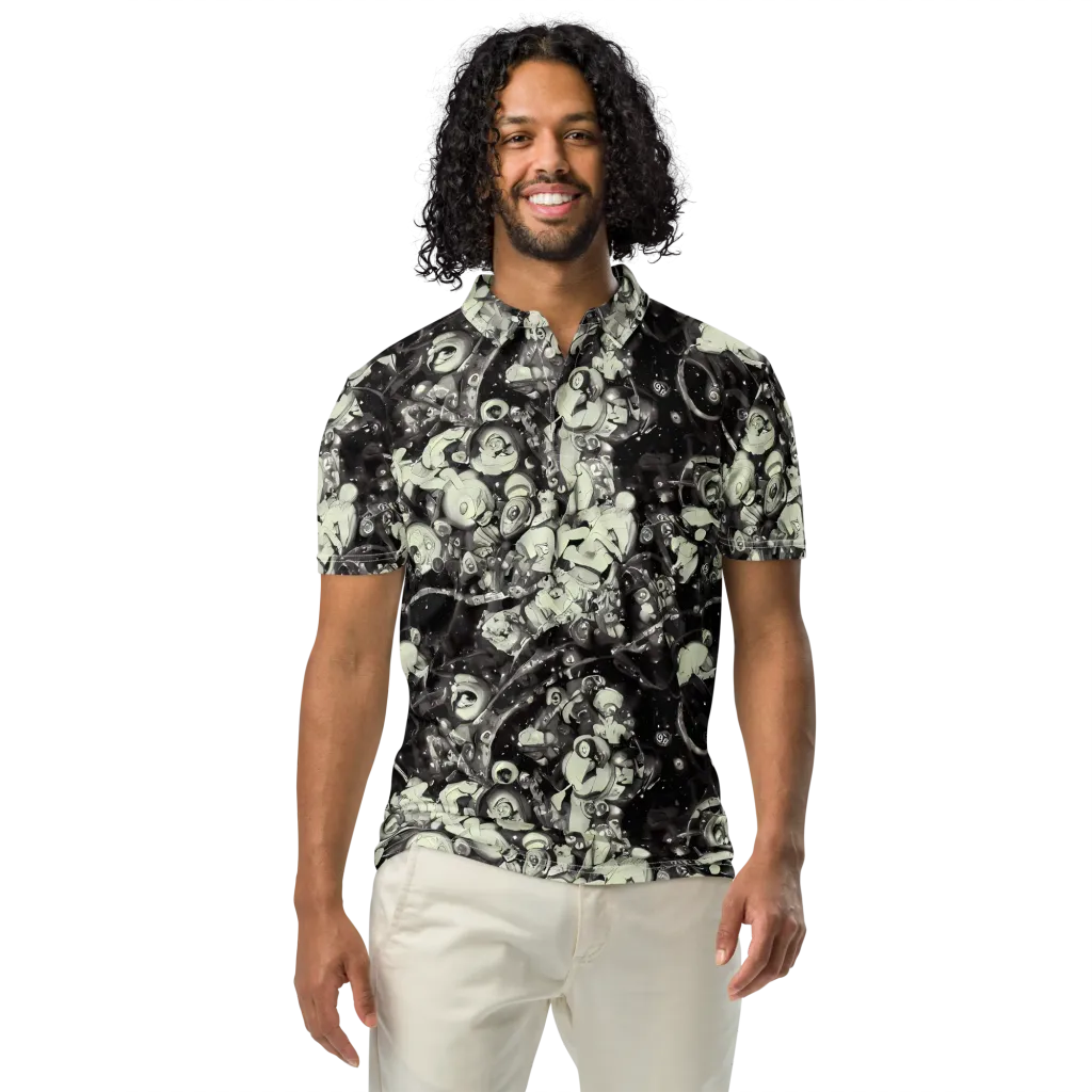 Nocturne Mosaic on Men's Slim Fit Polo Shirt — Front