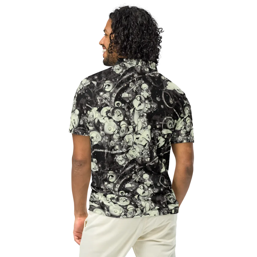 Nocturne Mosaic on Men's Slim Fit Polo Shirt — Back