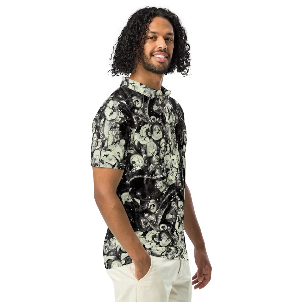 Nocturne Mosaic on Men's Slim Fit Polo Shirt — Right Front