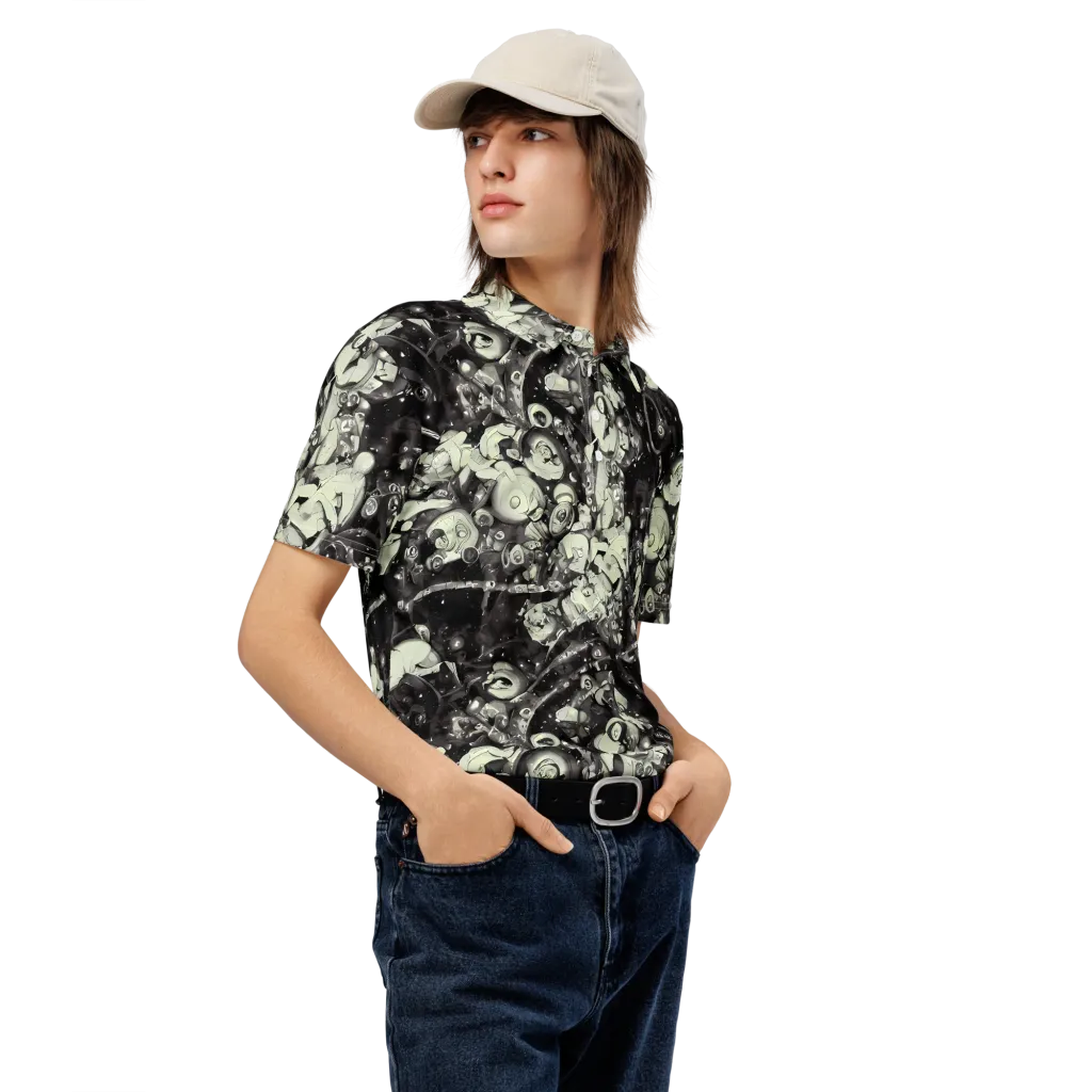 Nocturne Mosaic on Men's Slim Fit Polo Shirt — Right Front