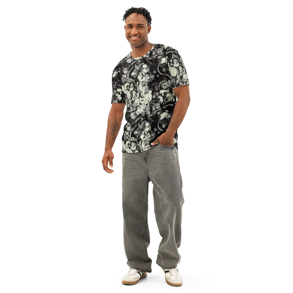 Nocturne Mosaic on Men's Cotton Crew Neck T-Shirt — Front