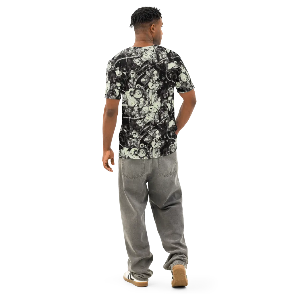Nocturne Mosaic on Men's Cotton Crew Neck T-Shirt — Back