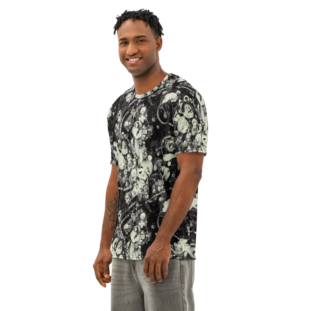 Nocturne Mosaic on Men's Cotton Crew Neck T-Shirt — Left Front