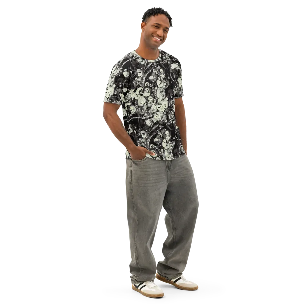 Nocturne Mosaic on Men's Cotton Crew Neck T-Shirt — Right Front