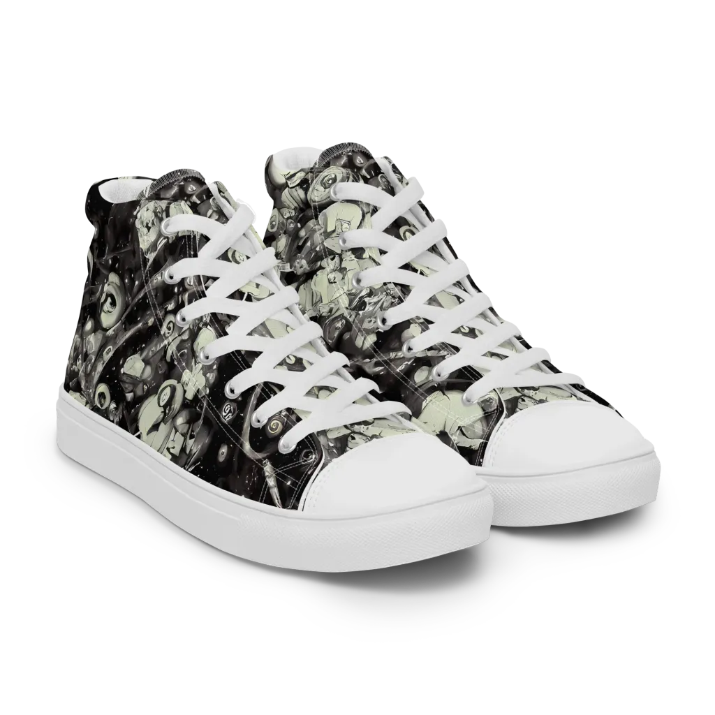 Nocturne Mosaic on Men's High Top Canvas Shoes — Right Front