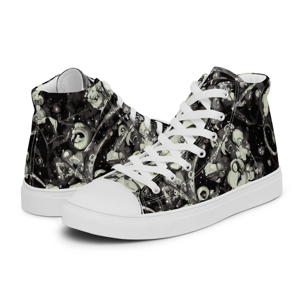 Nocturne Mosaic on Men's High Top Canvas Shoes — Left