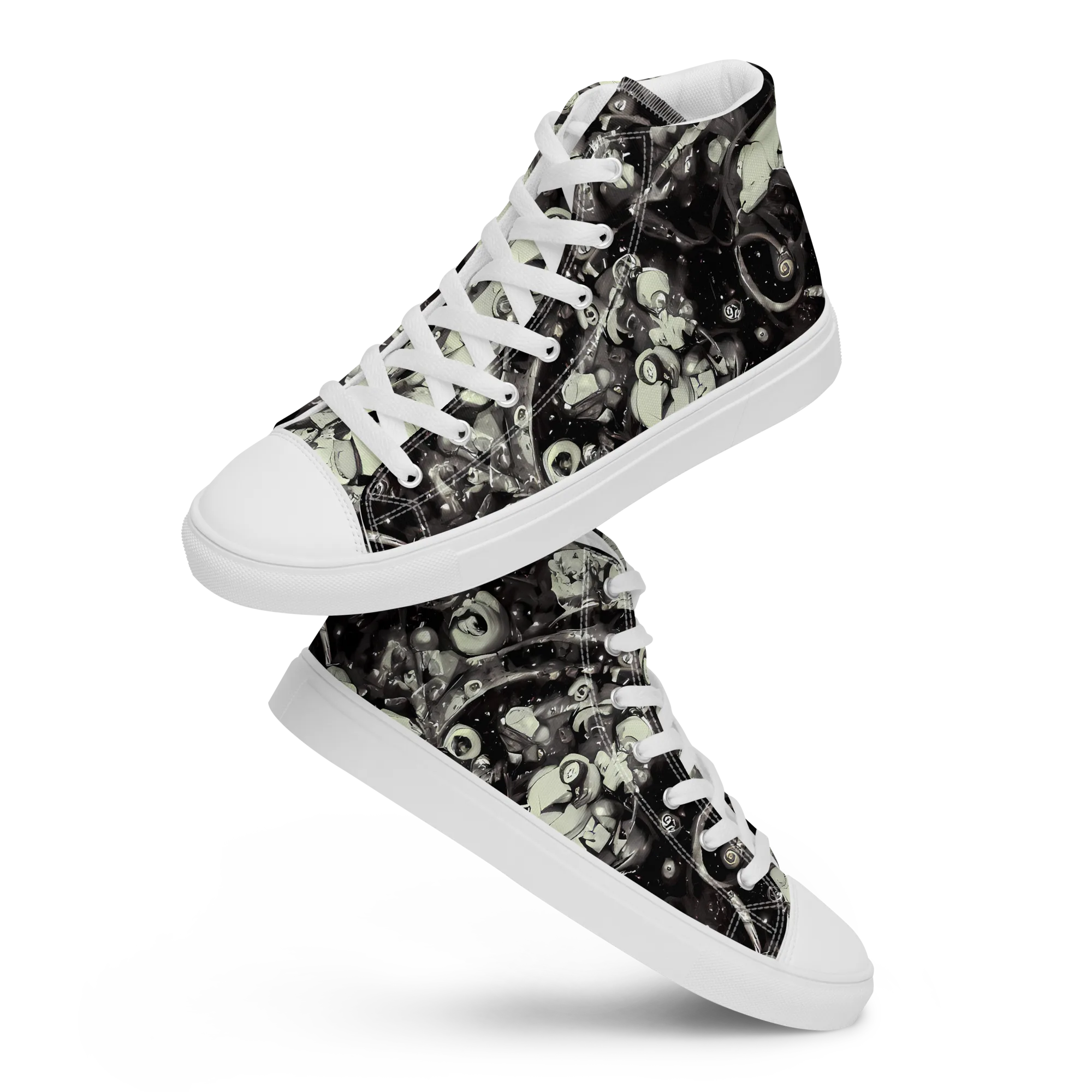 Nocturne Mosaic on Men's High Top Canvas Shoes — Front