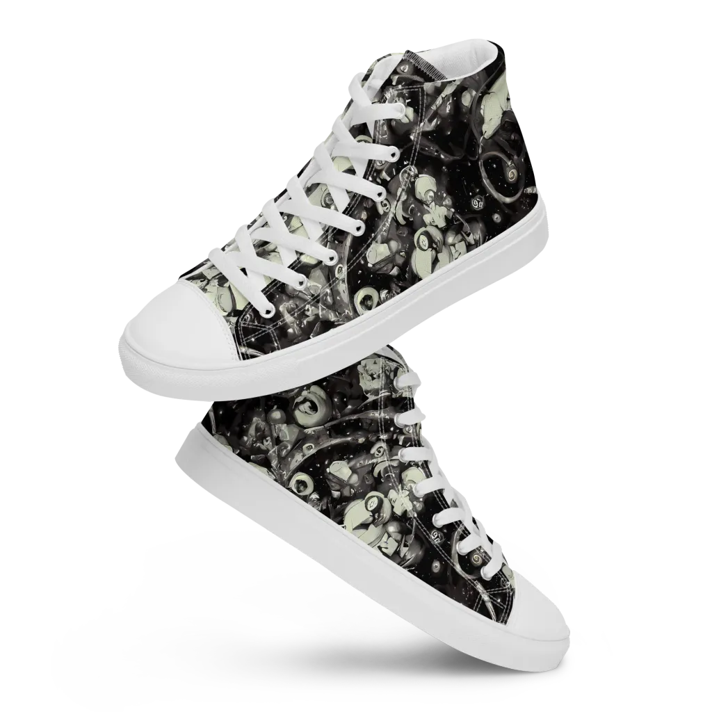 Nocturne Mosaic on Men's High Top Canvas Shoes — Front