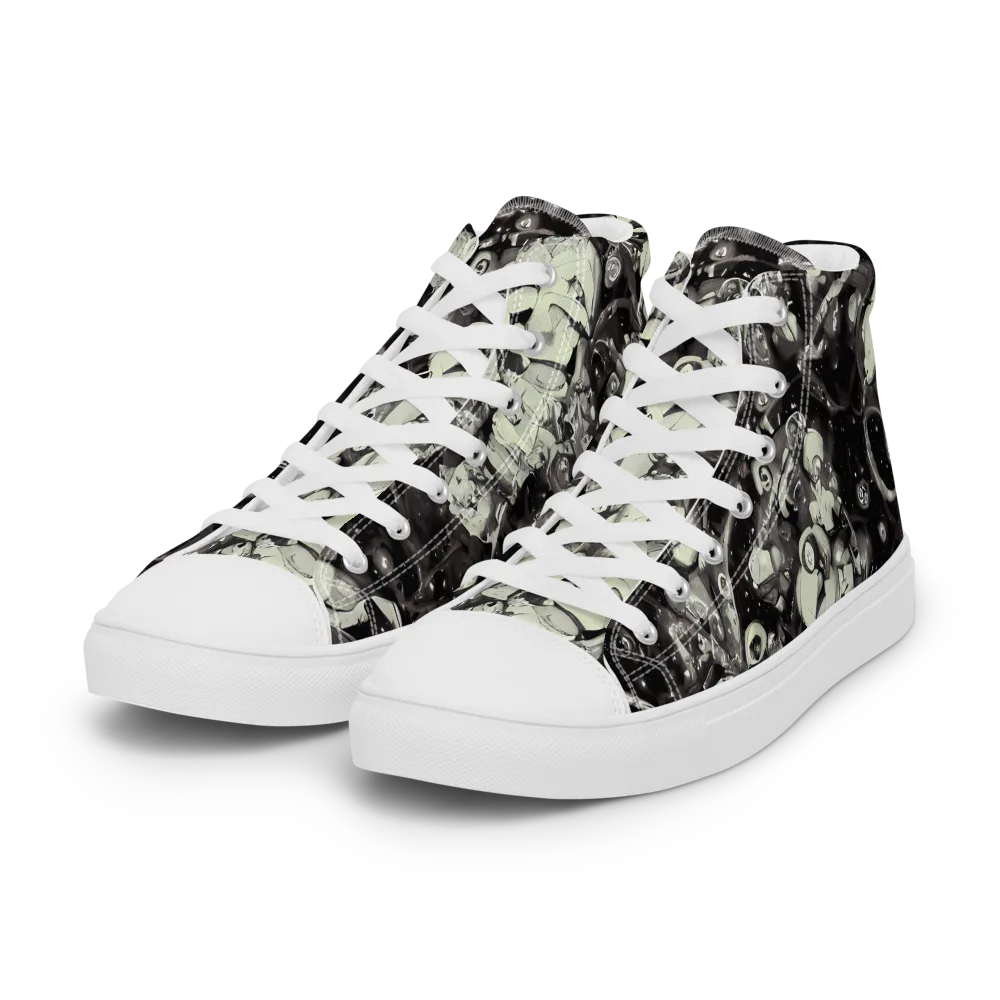 Nocturne Mosaic on Women's High Top Canvas Shoes — Left Front