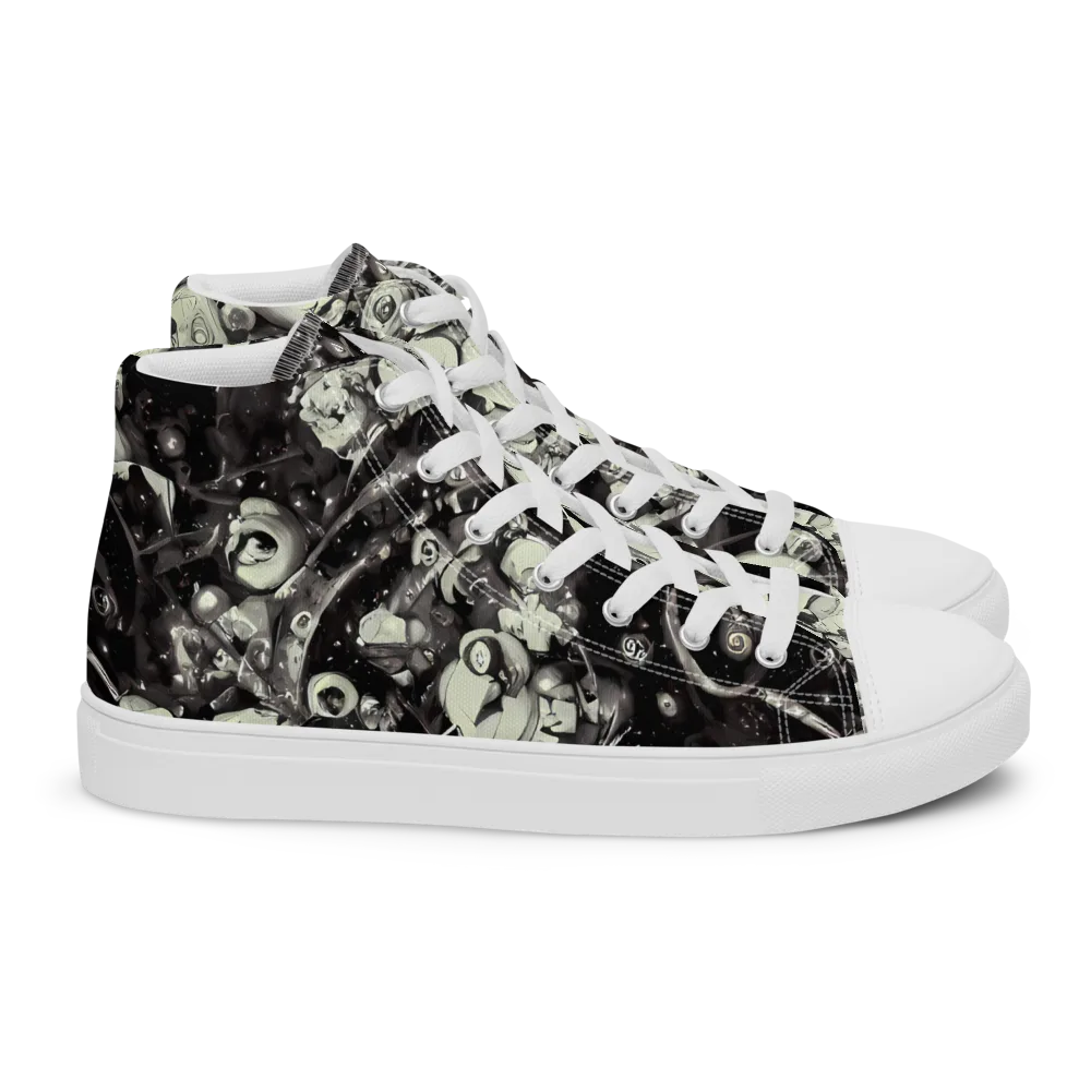 Nocturne Mosaic on Women's High Top Canvas Shoes — Right