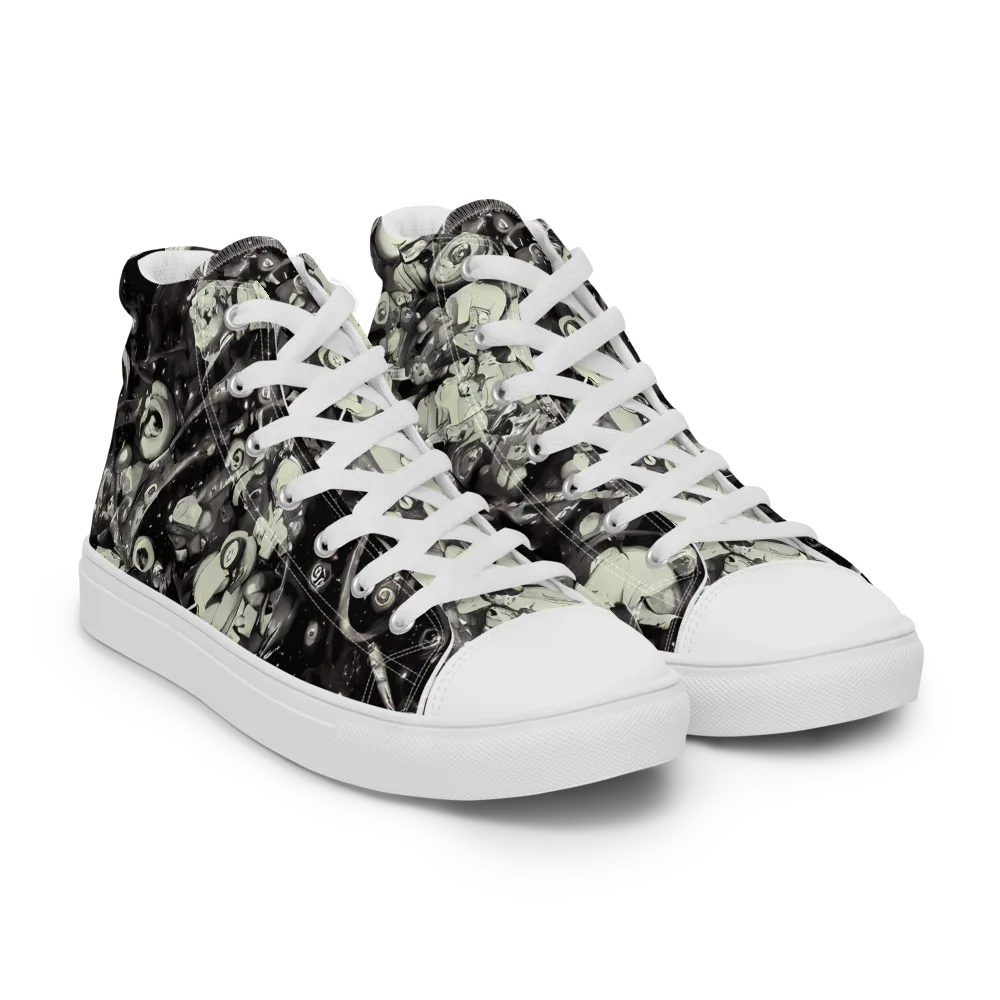 Nocturne Mosaic on Women's High Top Canvas Shoes — Right Front