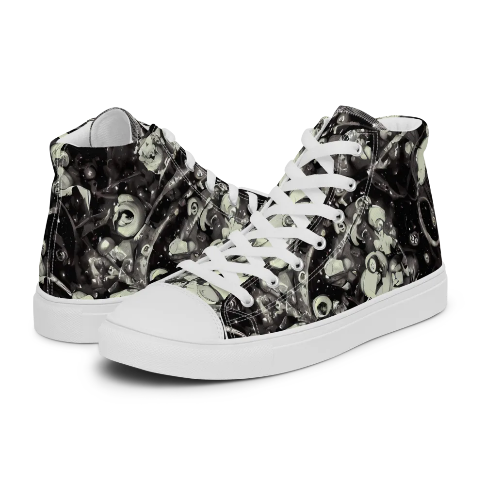 Nocturne Mosaic on Women's High Top Canvas Shoes — Left