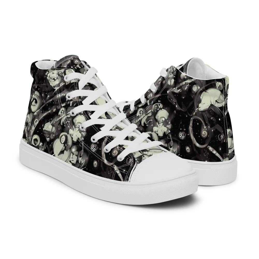 Nocturne Mosaic on Women's High Top Canvas Shoes — Right