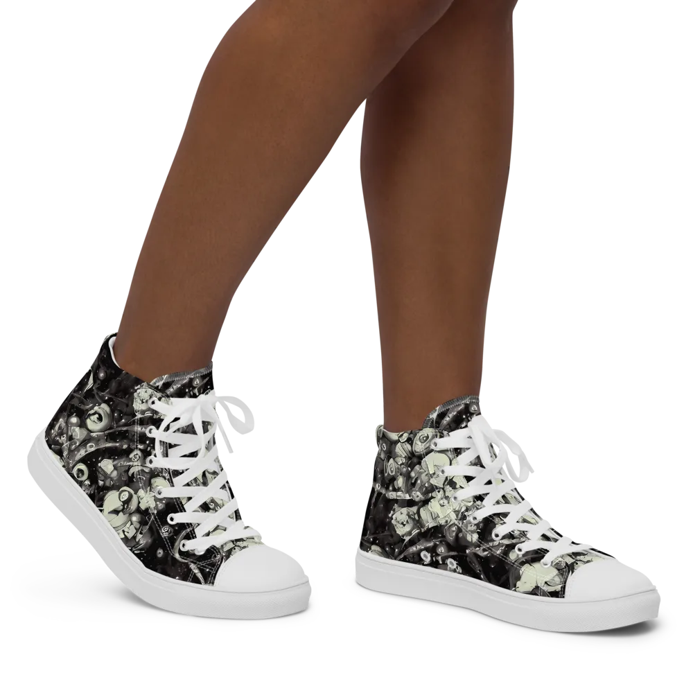 Nocturne Mosaic on Women's High Top Canvas Shoes — Right