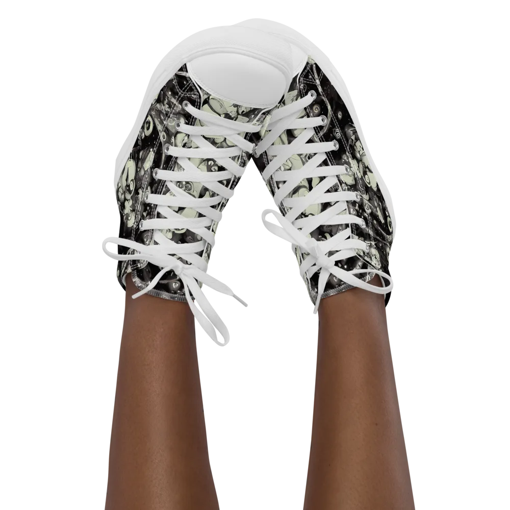 Nocturne Mosaic on Women's High Top Canvas Shoes — Front