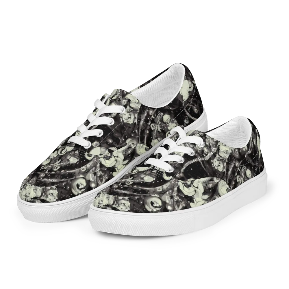 Nocturne Mosaic on Men's Lace-Up Canvas Shoes — Left Front