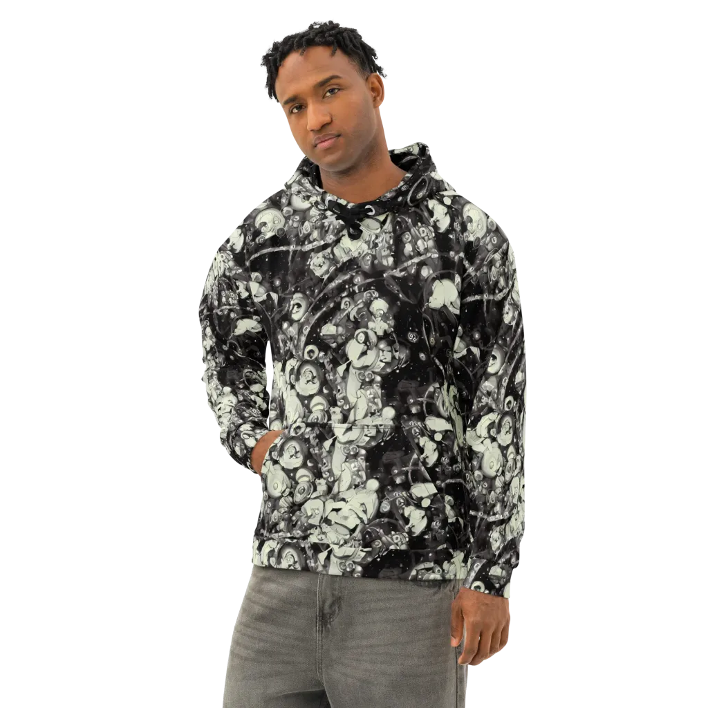 Nocturne Mosaic on Cotton Hoodie — Left Front