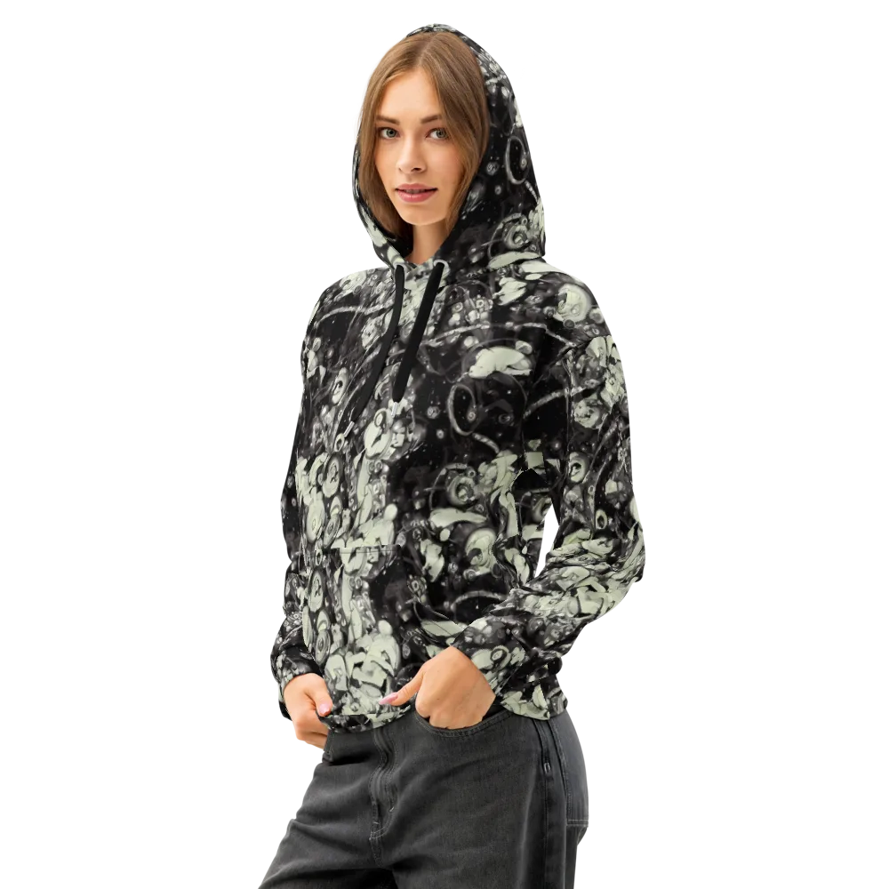 Nocturne Mosaic on Cotton Hoodie — Left Front