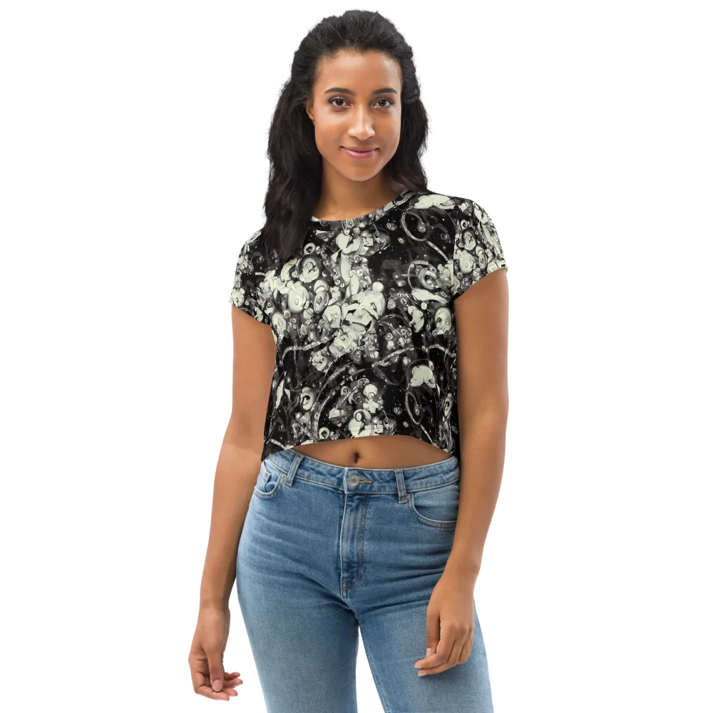 Nocturne Mosaic on Crop Tee — Front