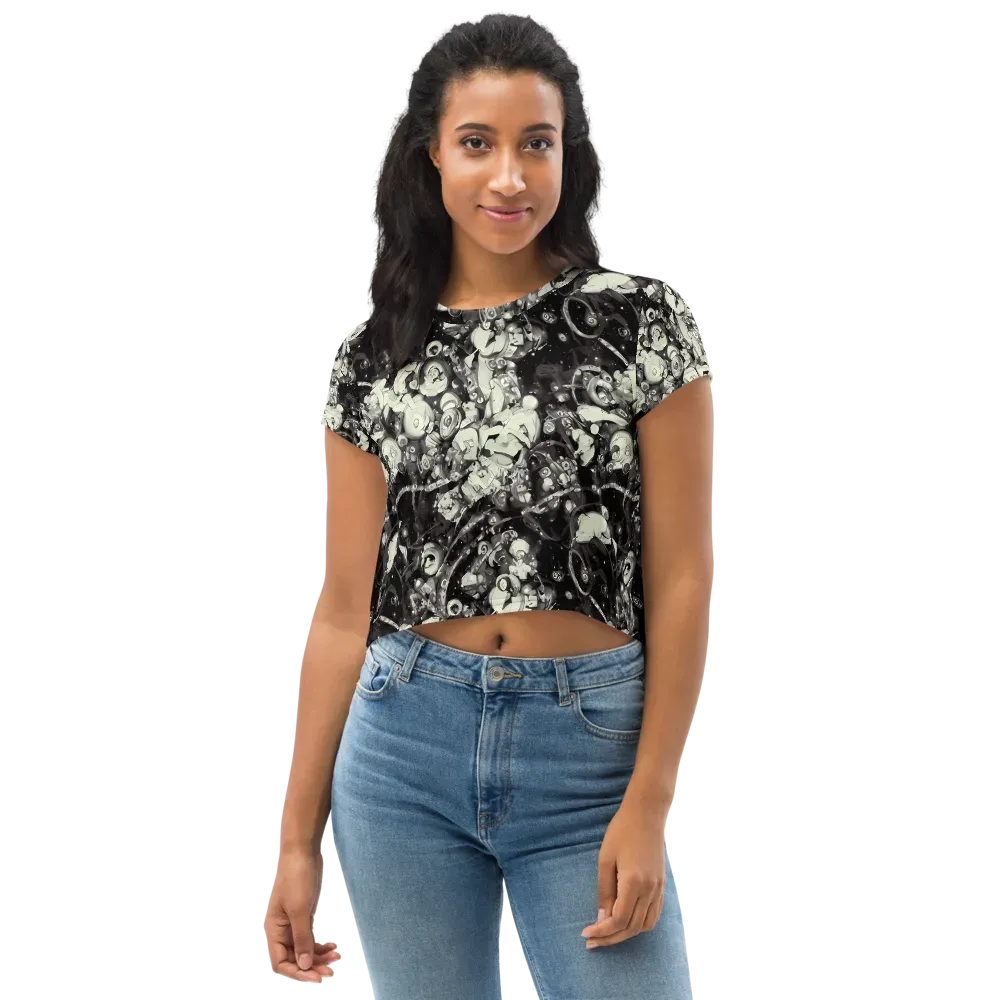 Nocturne Mosaic on Crop Tee — Front