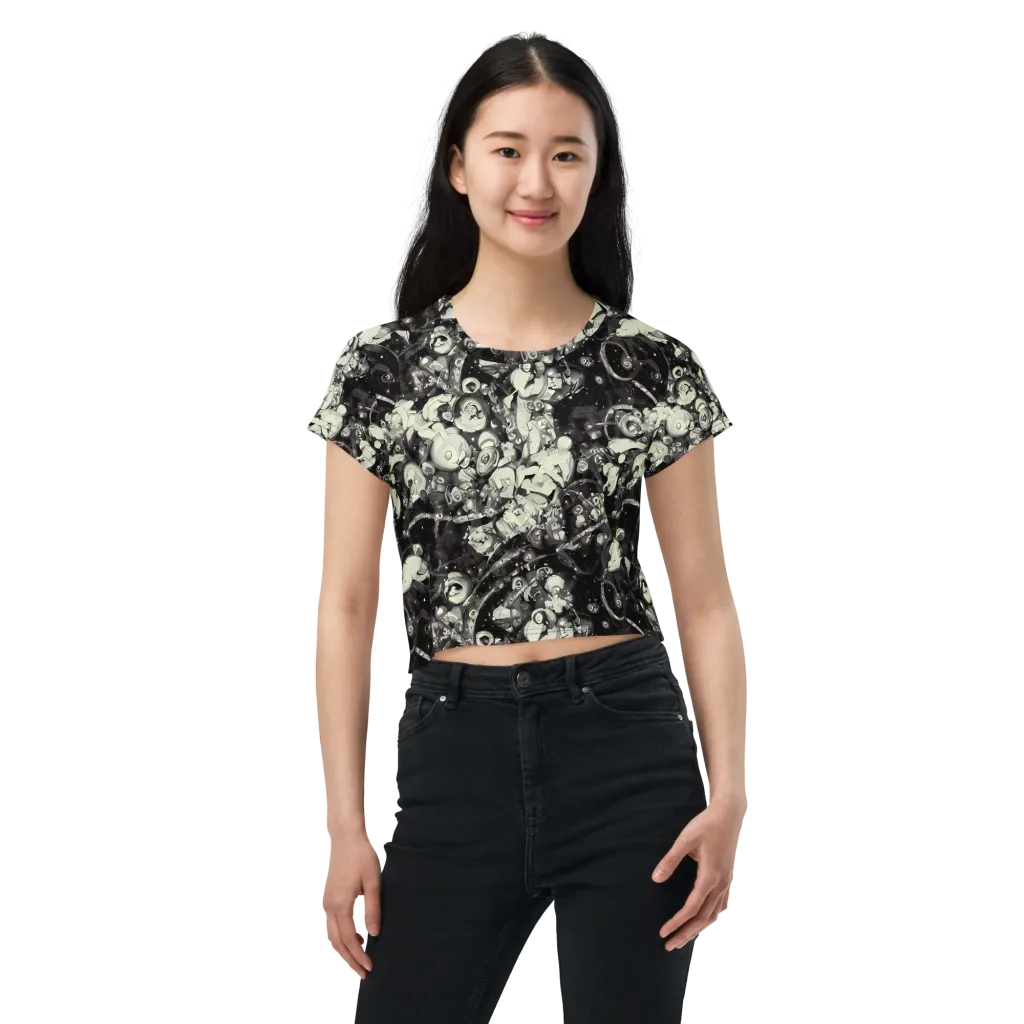 Nocturne Mosaic on Crop Tee — Front