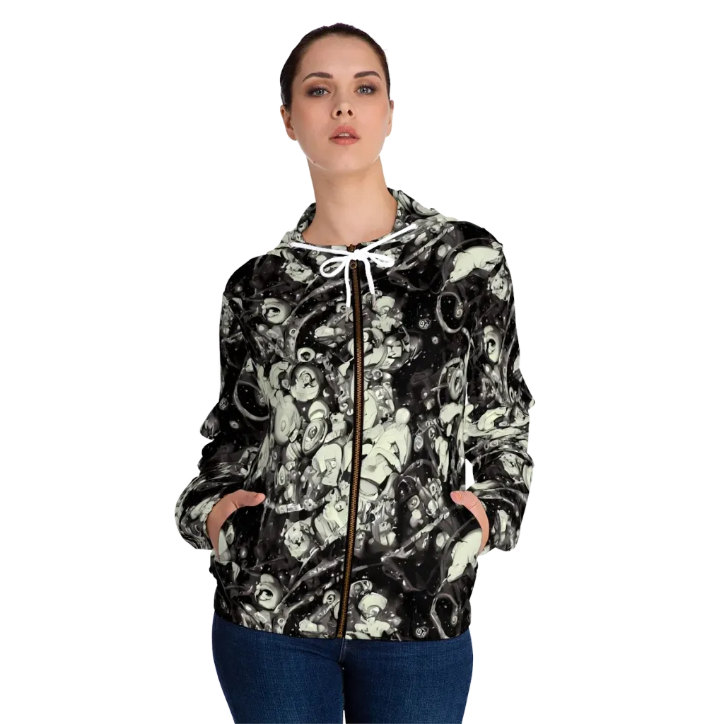 Nocturne Mosaic on Women's Full-Zip Hoodie — Front On Person