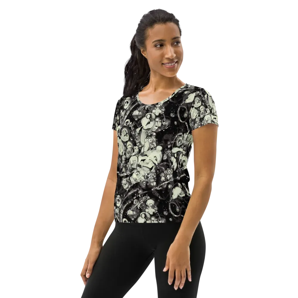 Nocturne Mosaic on Women's Athletic T-Shirt — Left