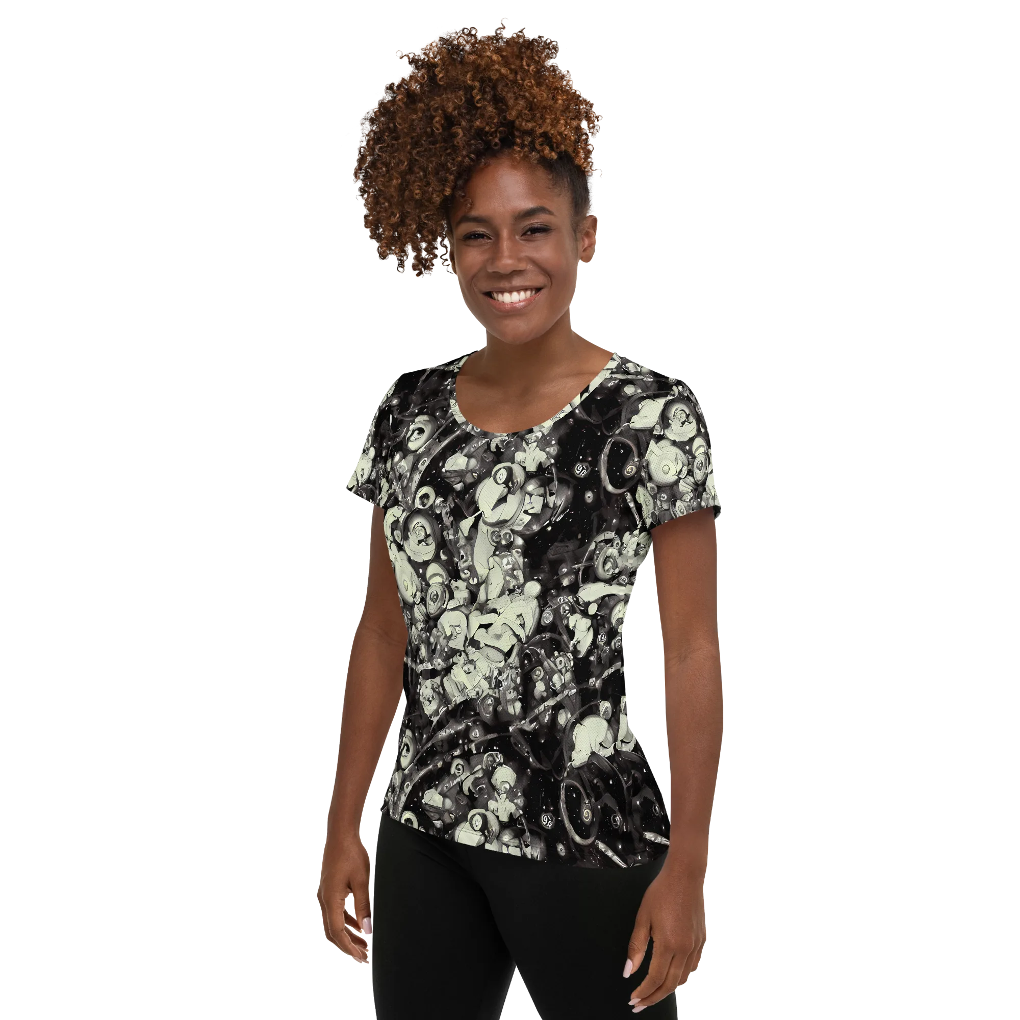Nocturne Mosaic on Women's Athletic T-Shirt — Left