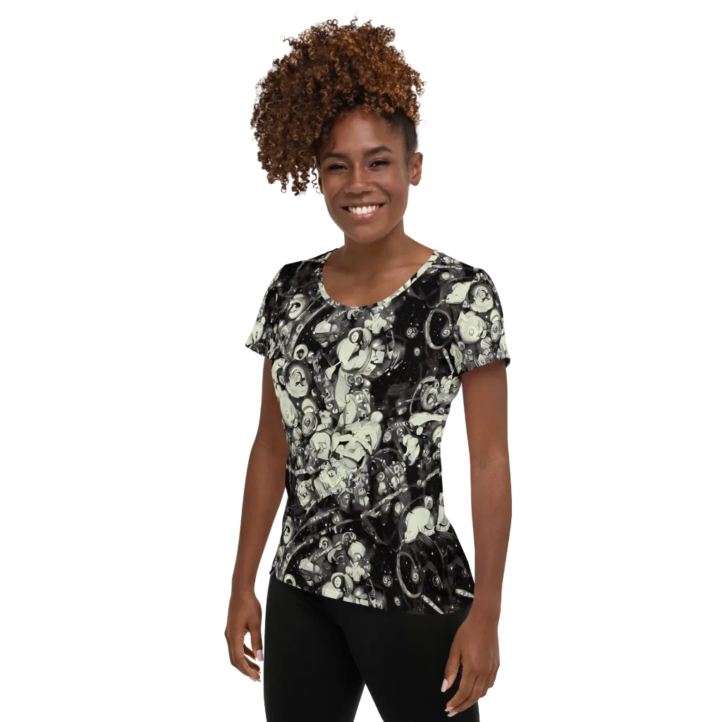Nocturne Mosaic on Women's Athletic T-Shirt — Left