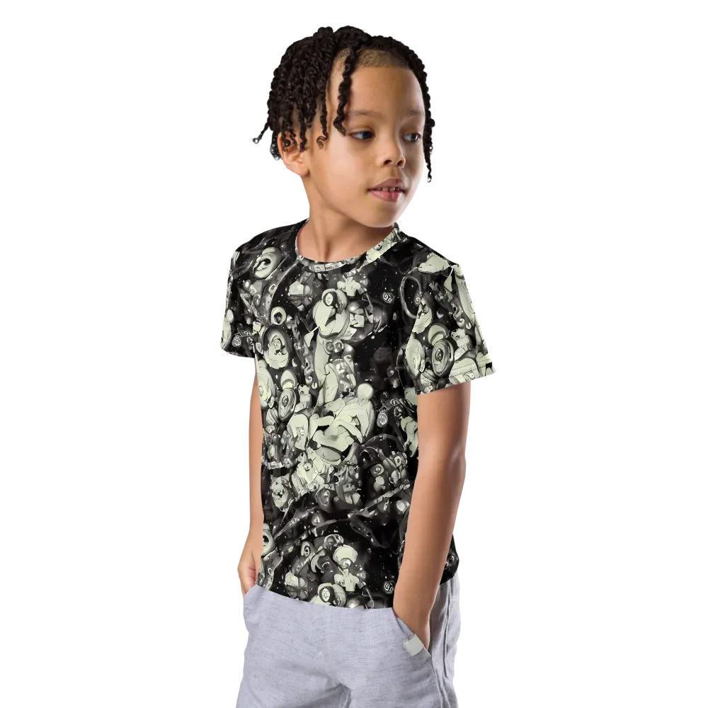 Nocturne Mosaic on Kids Crew Neck T-Shirt — Left Front