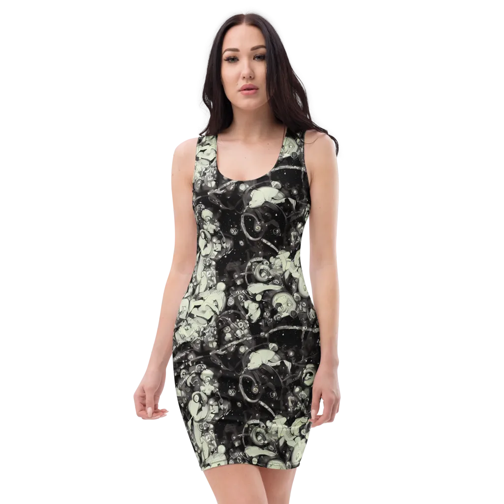 Nocturne Mosaic on Bodycon Dress — Front