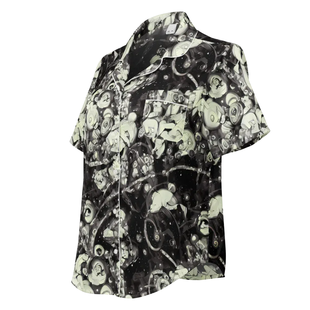 Nocturne Mosaic on Women's Short Sleeve Pajama Top — Left Front