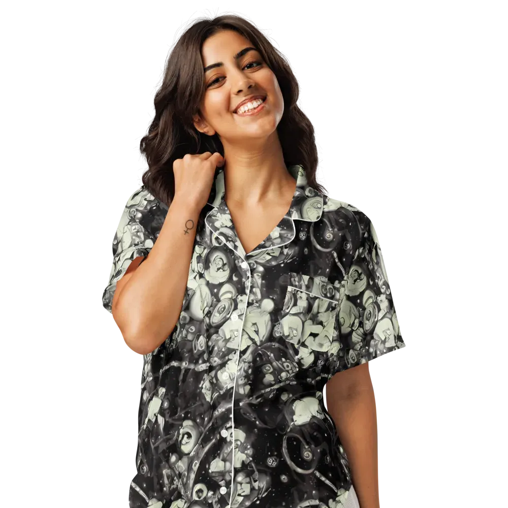Nocturne Mosaic on Women's Short Sleeve Pajama Top — Front