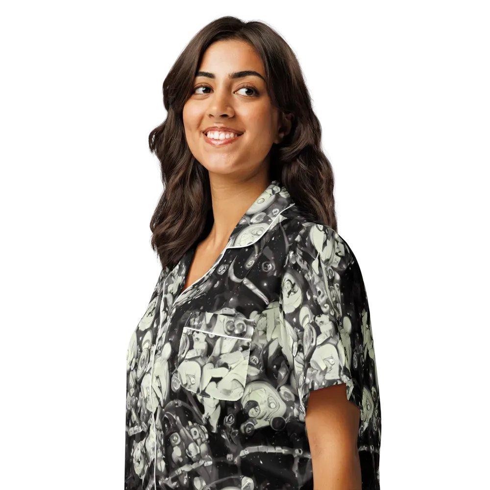 Nocturne Mosaic on Women's Short Sleeve Pajama Top — Left Front