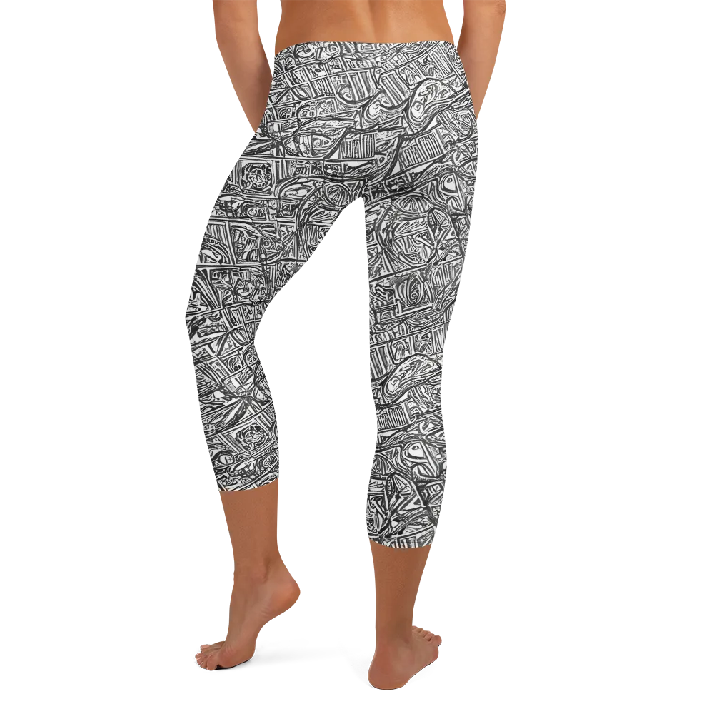 Monochrome Riot on Capri Leggings — Back