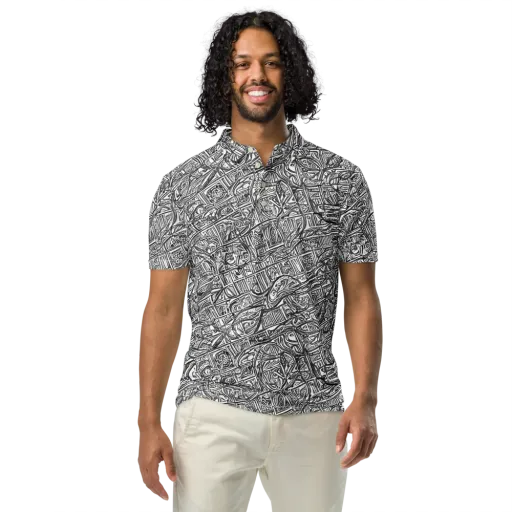 Monochrome Riot on a Men's Slim Fit Polo Shirt