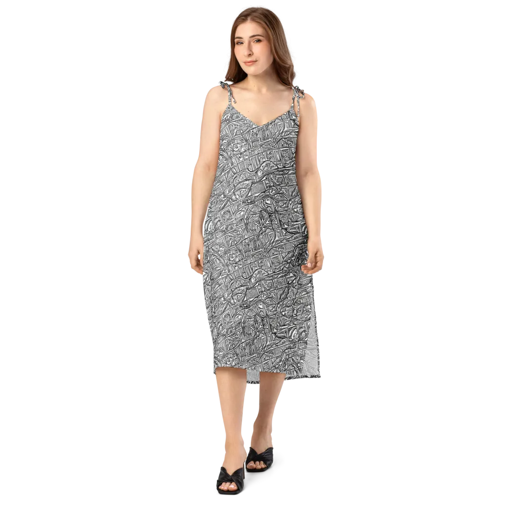 Monochrome Riot on Slip Dress — Front
